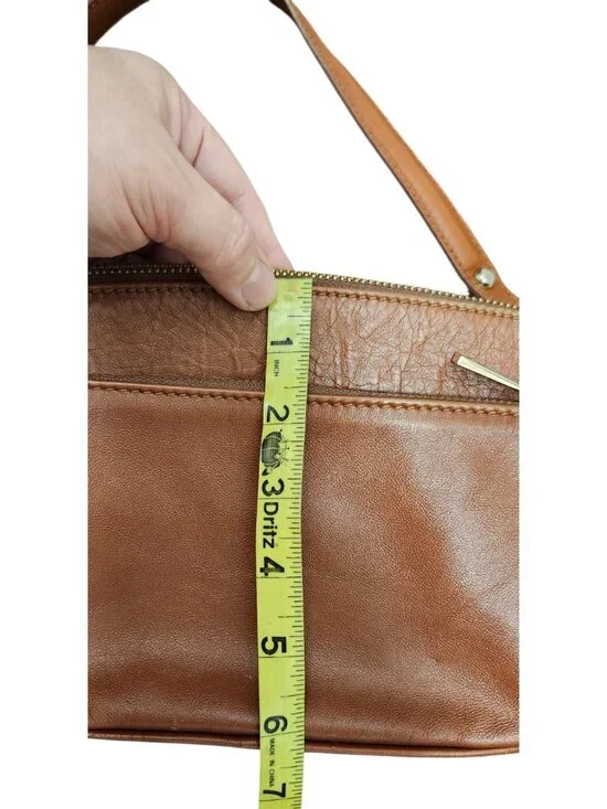 Divina Firenze Brown Genuine Leather Shoulder Bag Made In Italy Small Zip Purse - Picture 10 of 12